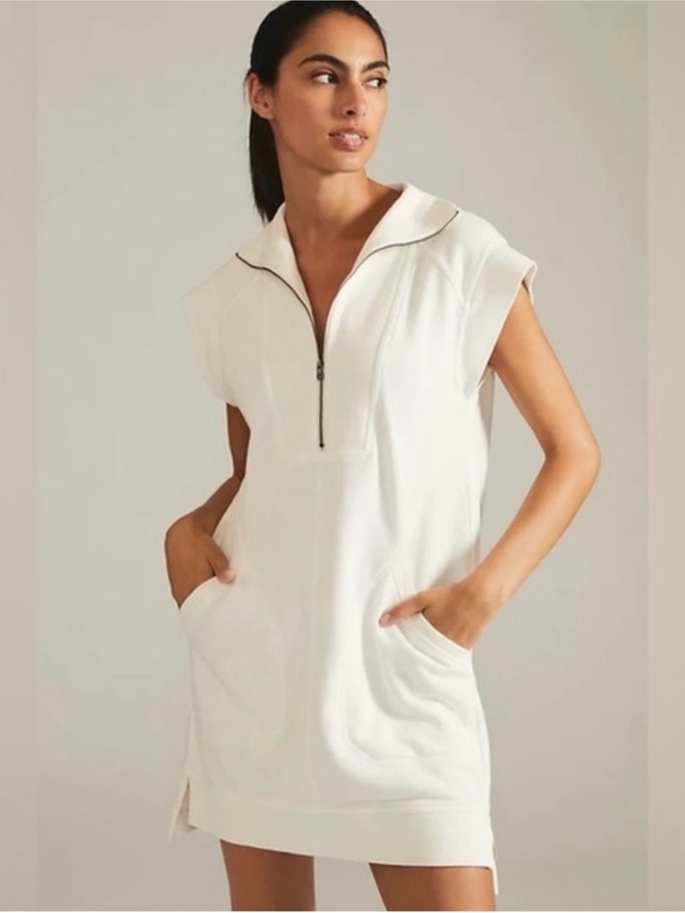 Anthropologie Daily Practice Meru Zip-Front Mini Dress Sporty Tennis Preppy